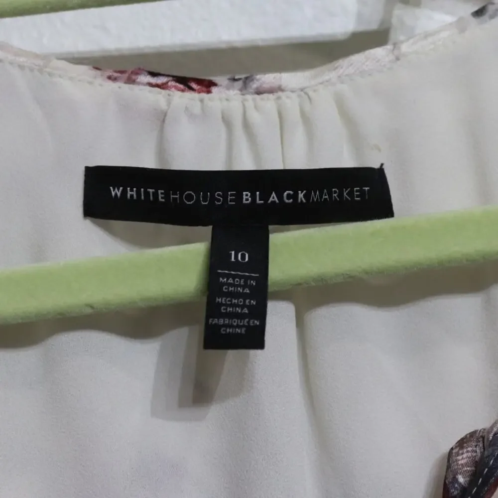 White House Black Market Floral Blouse Sz 10 - Picture 5 of 12